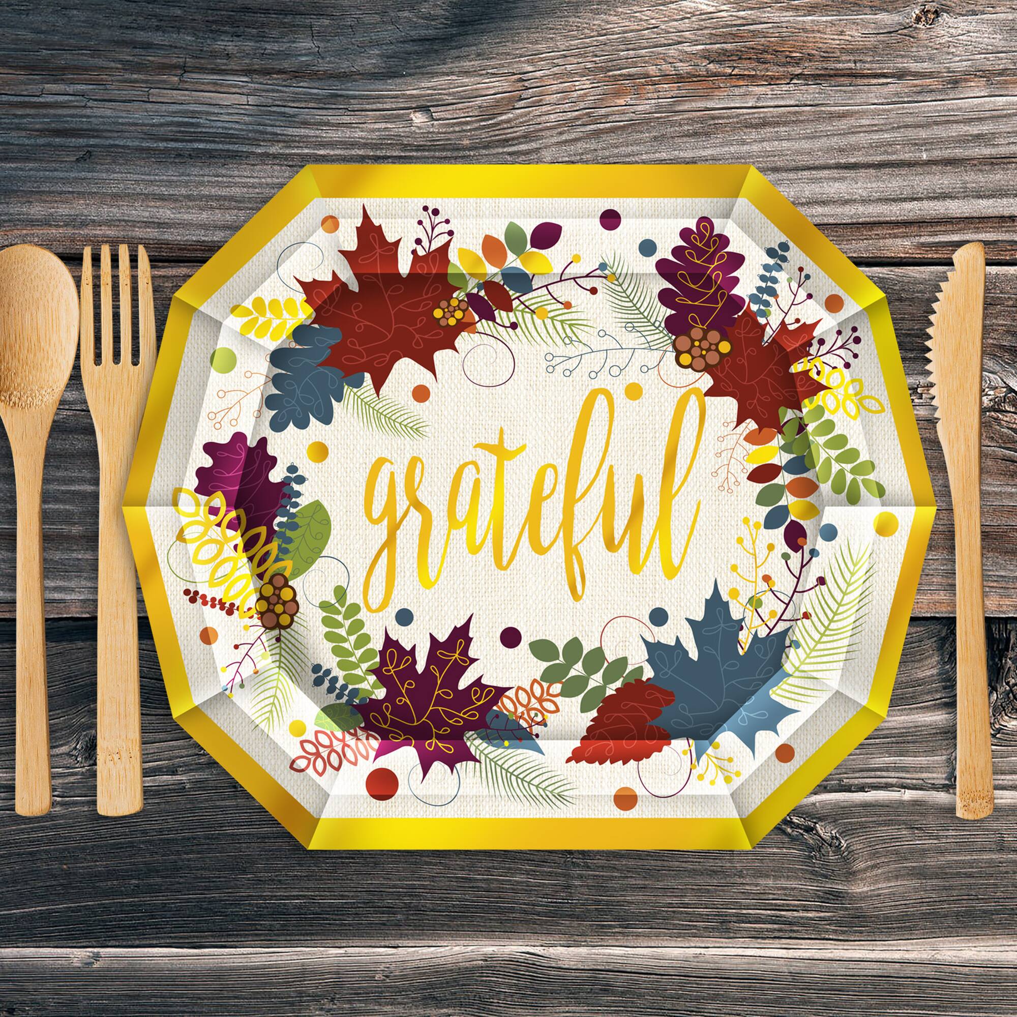 Beistle 6.25" x 7.5" Friendsgiving Dessert Plates, 16ct.